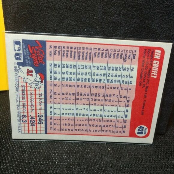 1990 Fleer Ken Griffey Cincinnati Reds #420 Baseball Card. HOF GQ - Picture 8 of 8